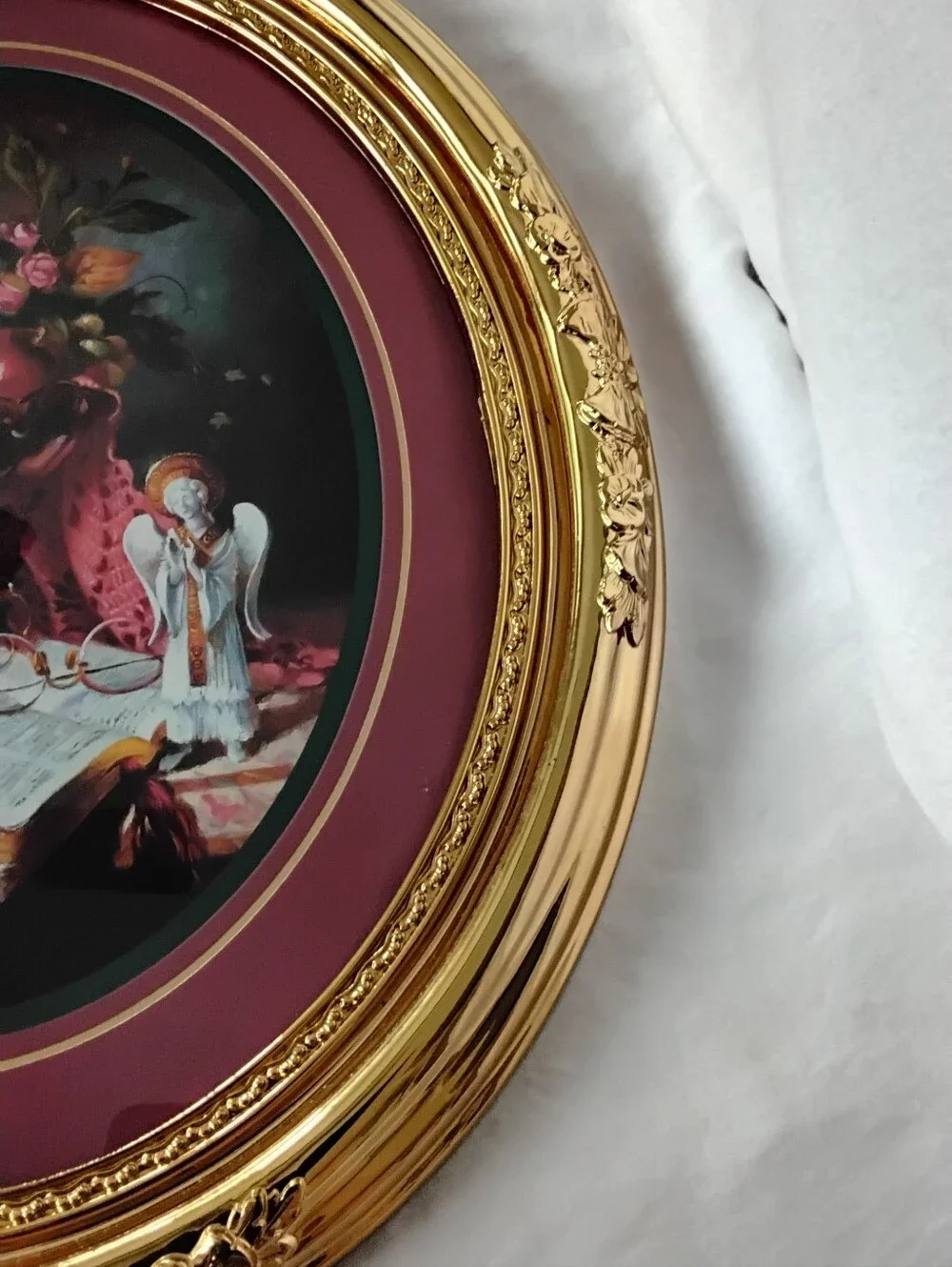 Vtg Homco Gold Oval Framed Floral